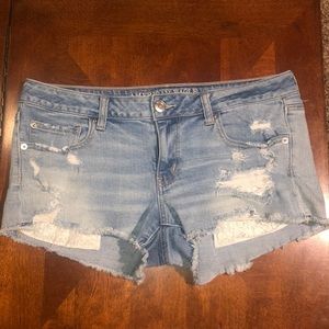 American Eagle light wash stretch jean shorts